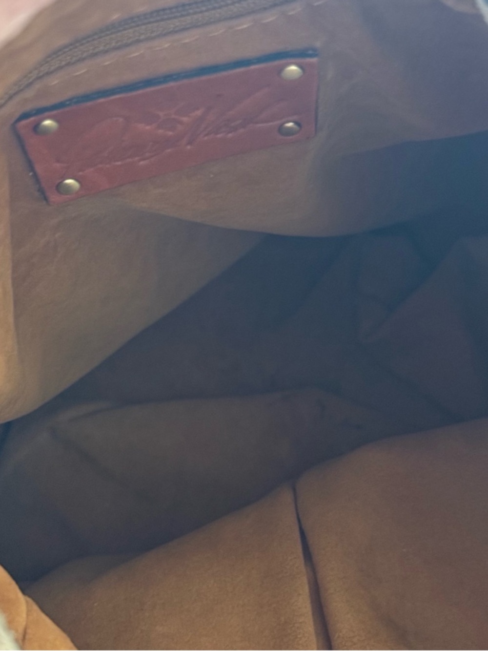 Patricia Nash Taupe Suede & Gold Shoulder Bag - Picture 9 of 14